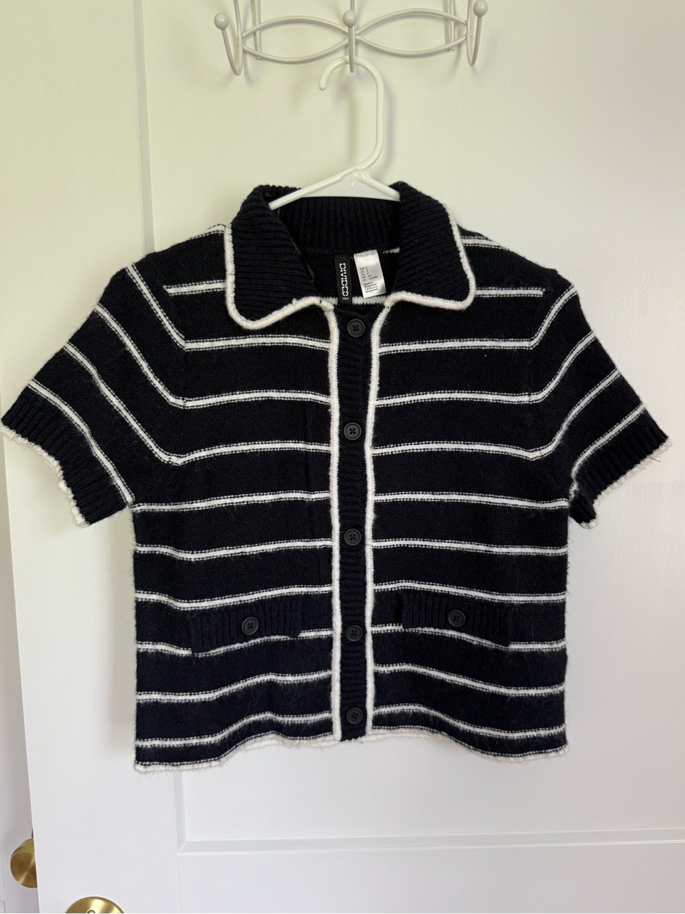 Striped Short Sleeve Sweater Top